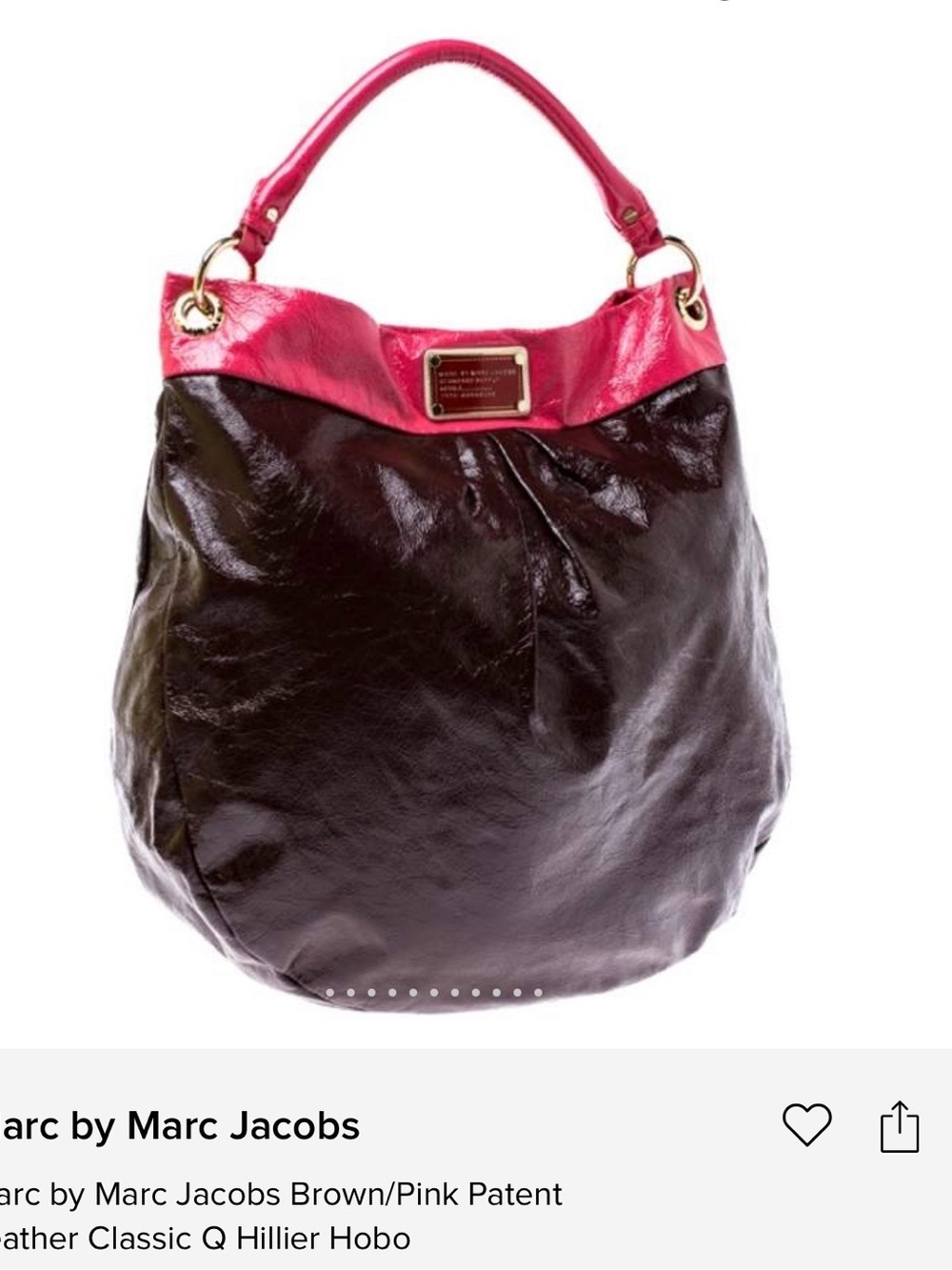 Marc Jacobs Brown and Hot Pink Patent Hobo